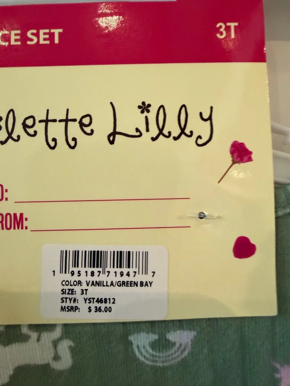 Colette Lilly Cream Sherpa Unicorn Pinafore with Green Unicorn Tee NWT